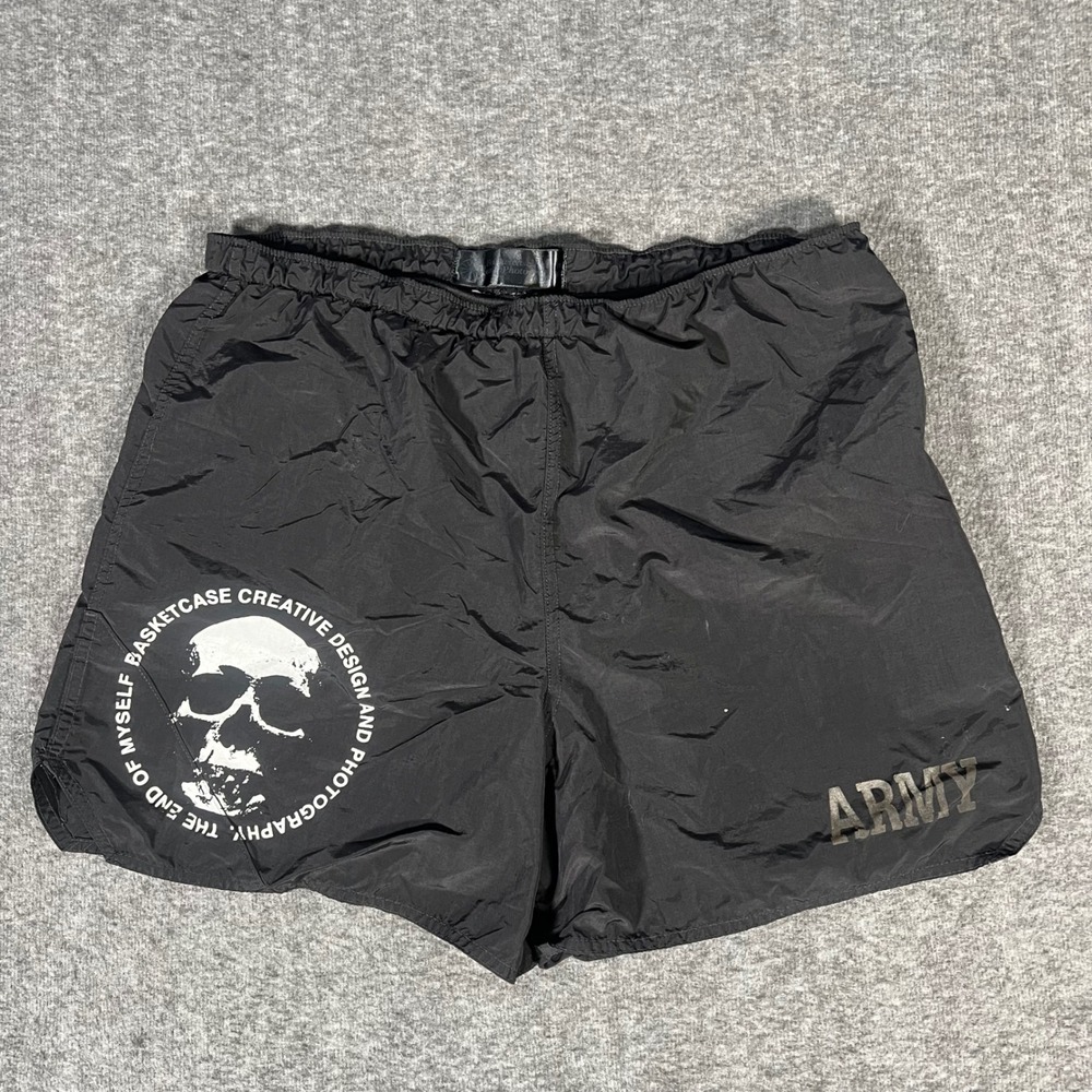 Basketcase Gallery Rare Skull Army Nylon Athletic Short Black Medium Streetwear